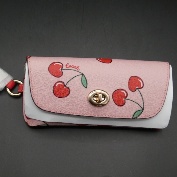 Coach Sunglasses Case Pink w/Heart Cherries
